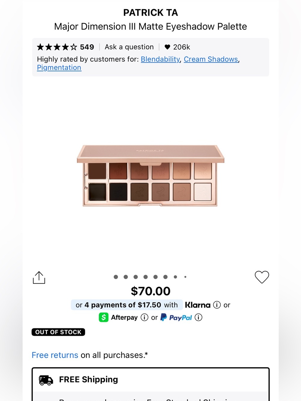 PATRICK TA Major Dimension III Matte Eyeshadow Palette